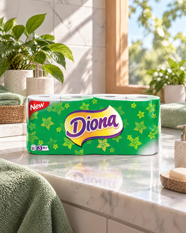 Tualetes papīrs Diona, 3 slāņi, 8 gab.
