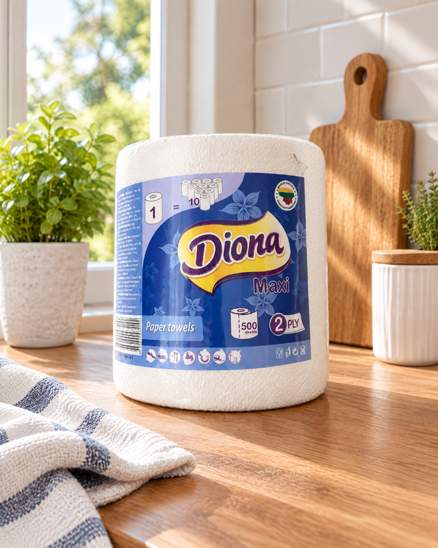 Papīra dvielis Diona, 500 loksnes, 2 slāņi