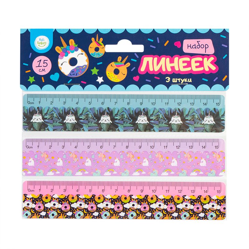 Lineālu komplekts, Kid`s Fantasy, 3 gab., dažādas krāsas