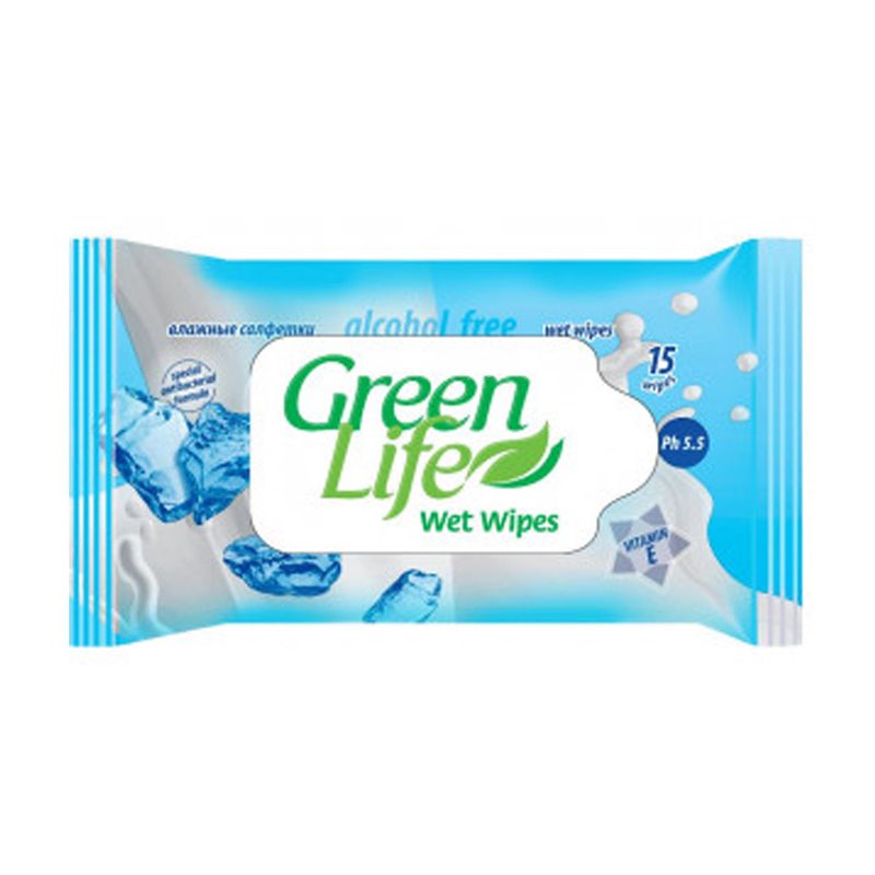 Mitrās salvetes Green Life, 15 gab., dažādi veidi