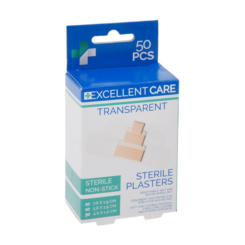 Plāksteris ūdensizturīgs, caurspīdīgs, 50 gab.