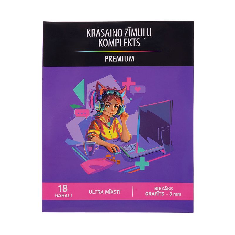 Krāsaino zīmuļu komplekts, 18 gab.
