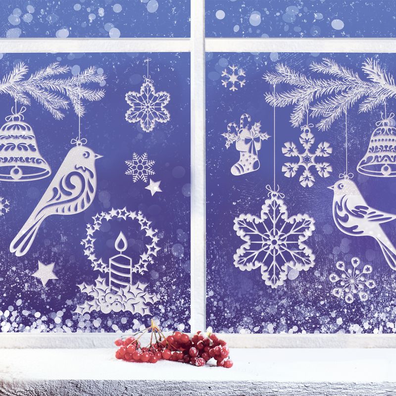 Ziemassvētku uzlīmes logiem, 38x30 cm