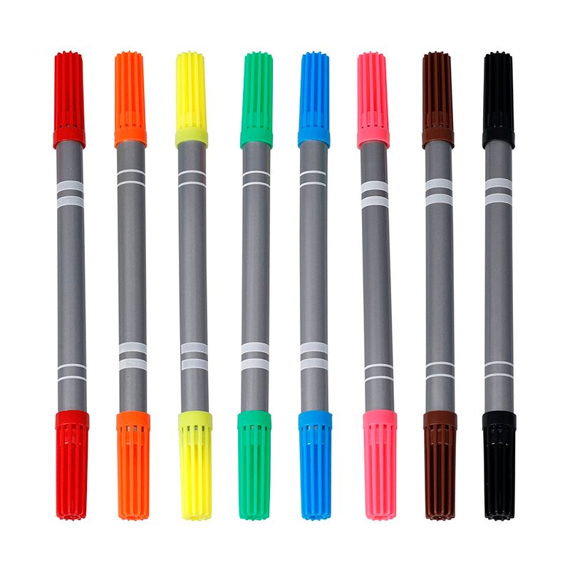 Divpusējo marķieru komplekts, 8 gab.