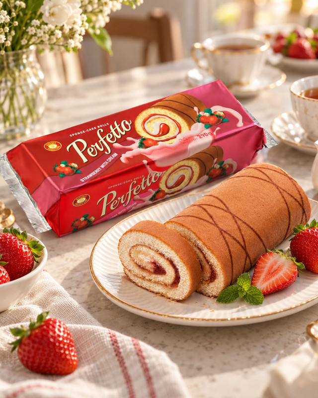 Rulete ar zemeņu un krēma pildījumu Perfetto, 290 g