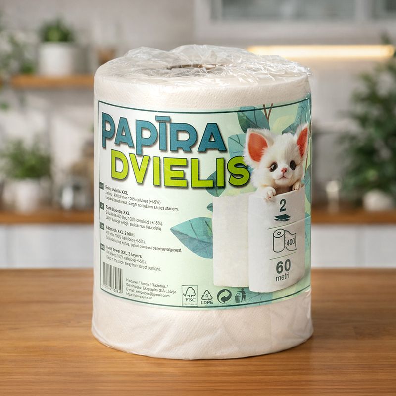 Papīra dvielis XXL, 400 loksnes, 2 slāņi