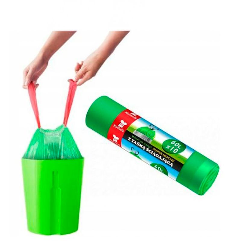 Atkritumu maisi ar savilcēju, 60 l, 10 gab.
