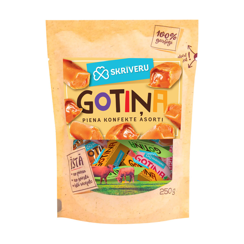 Konfektes Skrīveru Gotiņa, 250 g, dažādi veidi