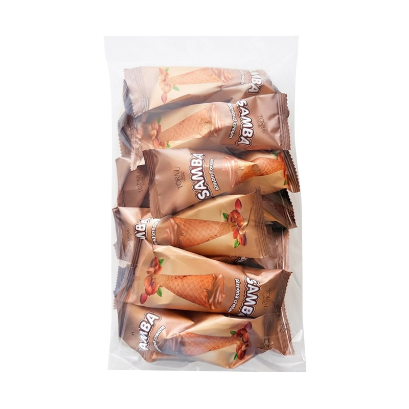 Vafeļu konusi ar zemesriekstu/mandeļu pildījumu Samba, 200 g