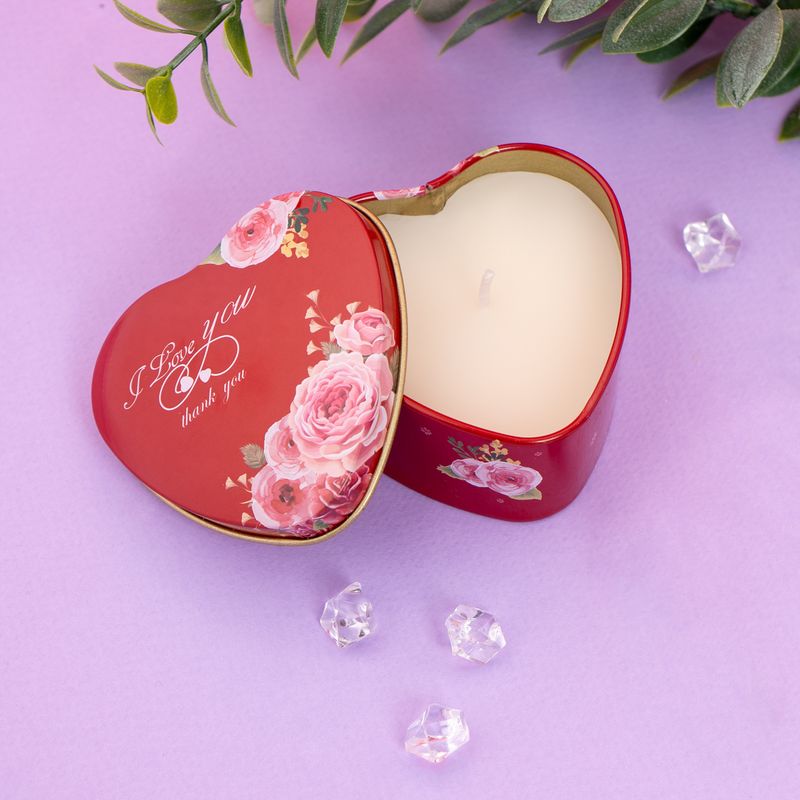 Svece trauciņā Sirds, 7x7x3.5 cm