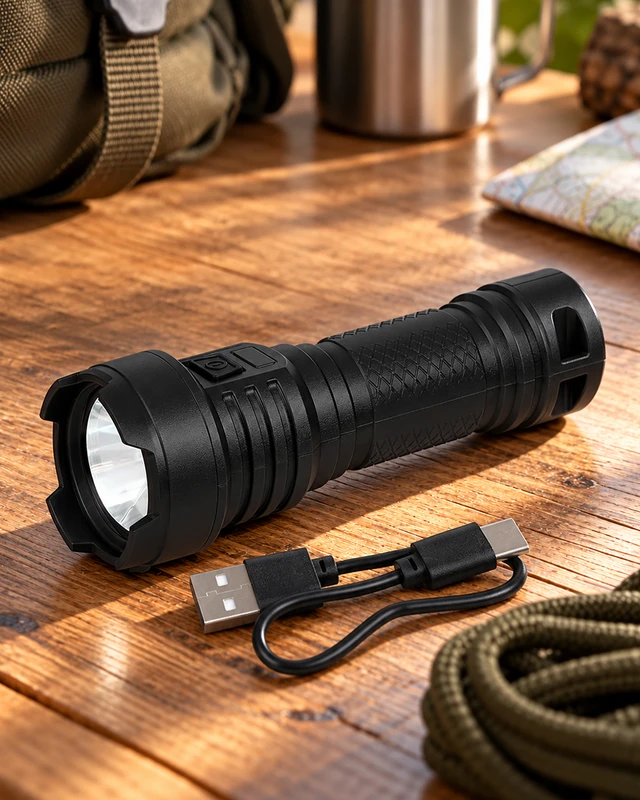 Uzlādējams LED lukturis ar USB kabeli