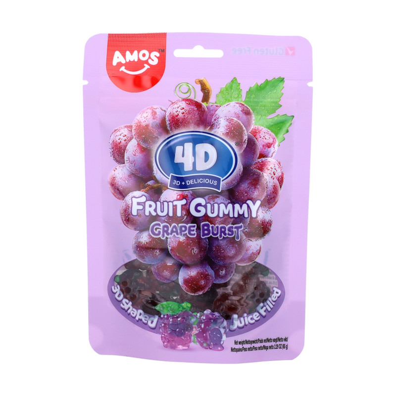 Želejas konfektes Amos 4D, dažādas garšas, 65 g